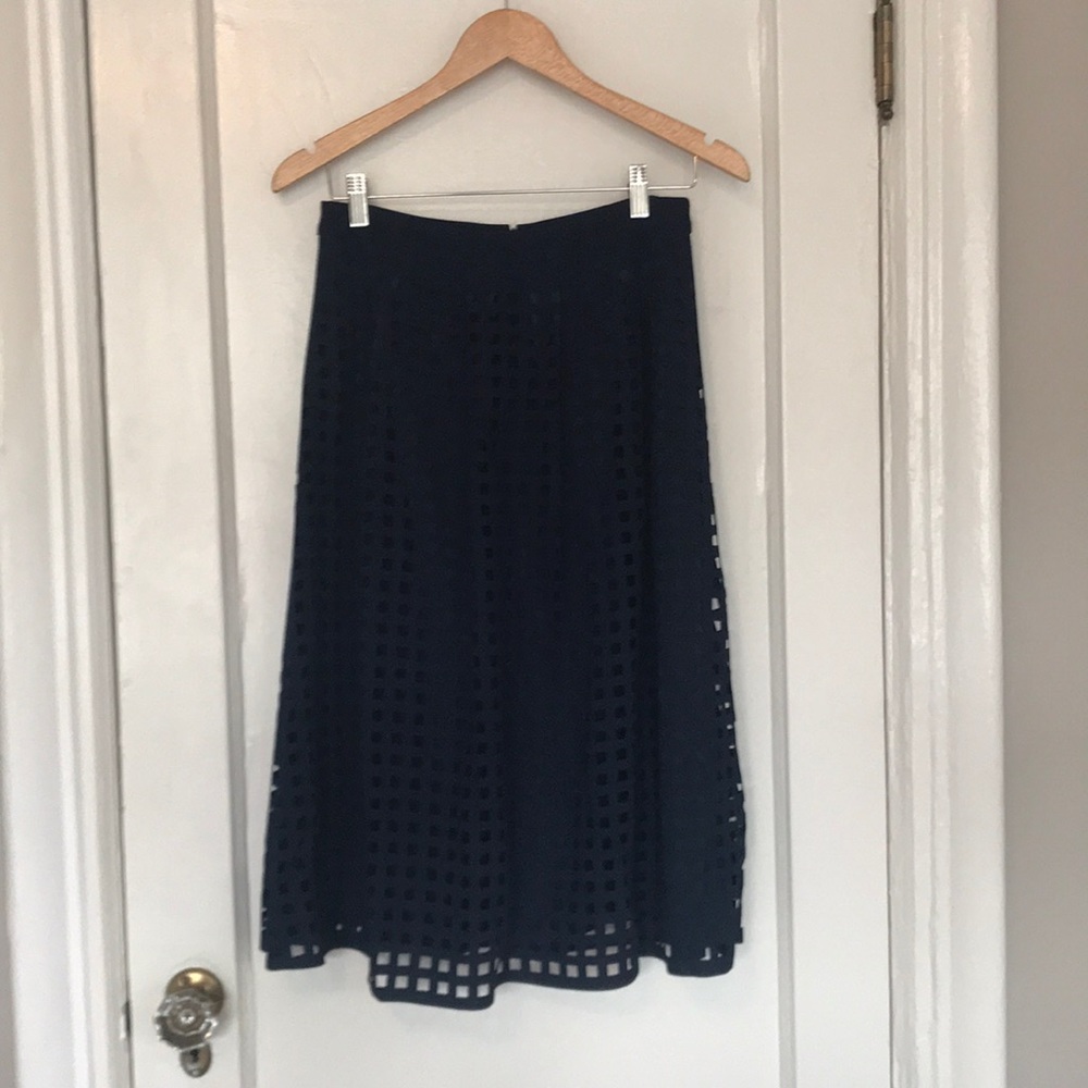 Reiss mid-length skirt with square cut out overlay